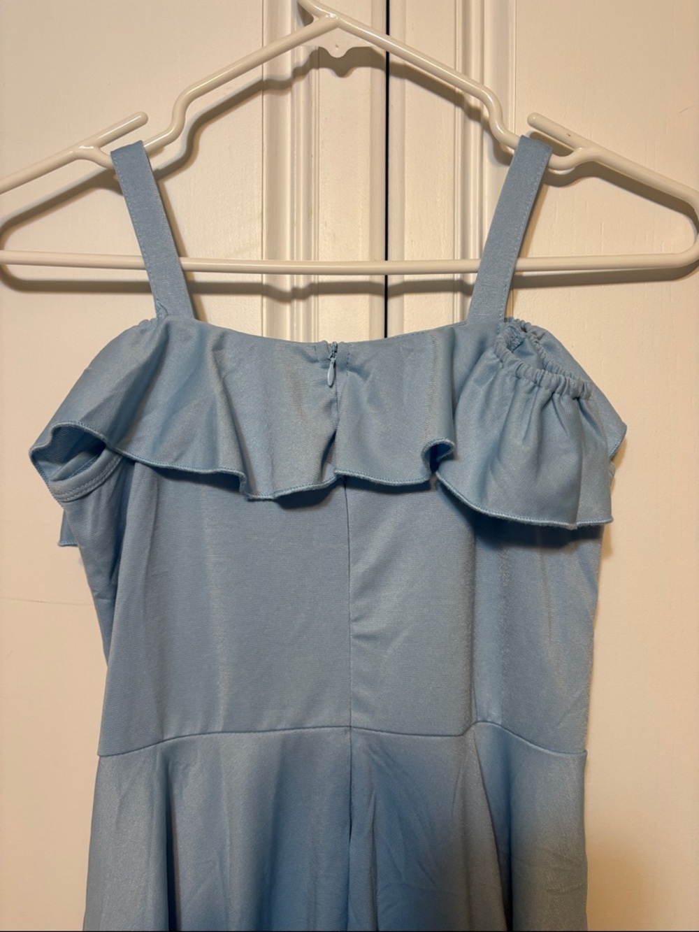 Girls' Light Blue Ruffle-Shoulder Party Dress - Picture 2 of 4